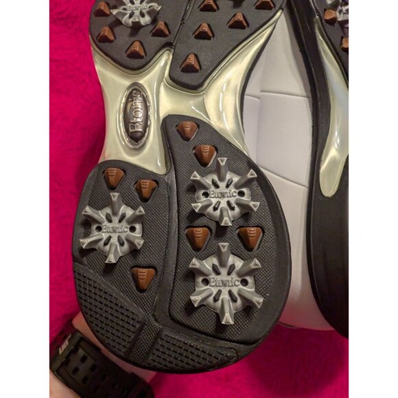 Etonic Stabilites Men’s Golf Shoes White Brown Leather Spiked Size 7 M 2004 VTG - Picture 10 of 11